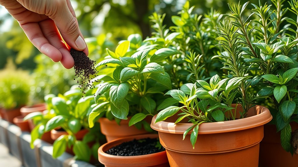 container herbs need careful fertilization