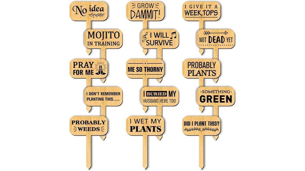 funny wooden plant labels