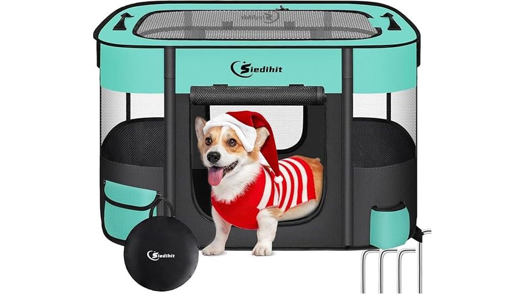 green portable pet enclosure