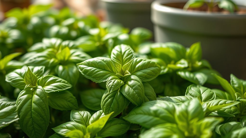 harvest basil early morning carefully