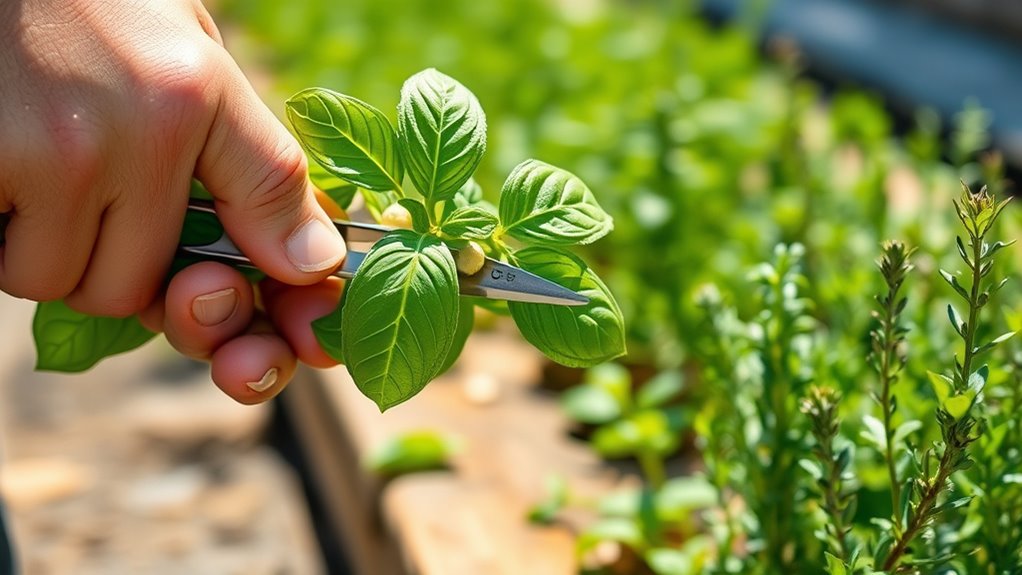 harvest herbs carefully regularly