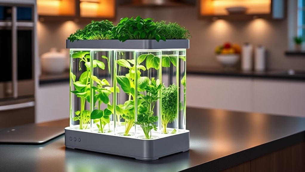 kitchen hydroponic herb setup