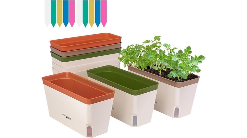 self watering rectangular herb planters
