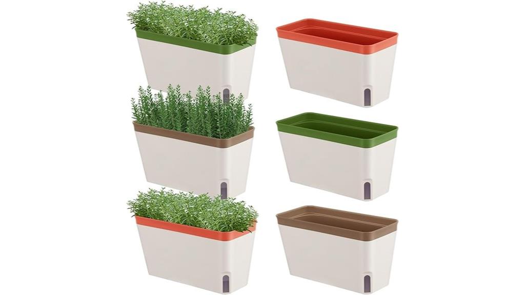 six self watering herb planters