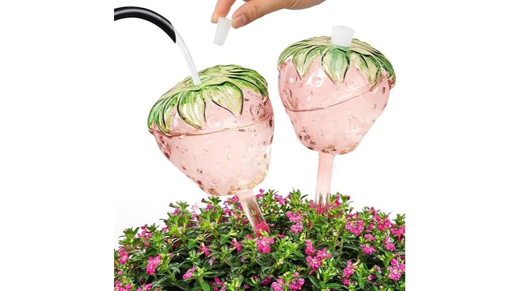 strawberry watering globes set