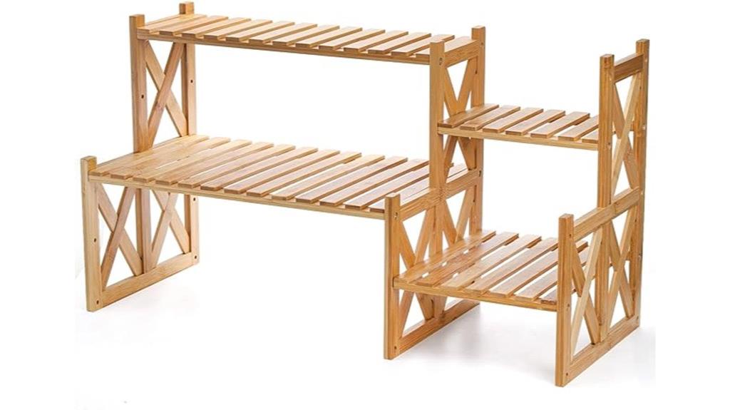 bamboo multi tier plant stand