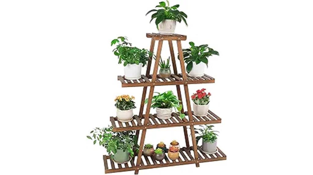 four tier wooden plant stand