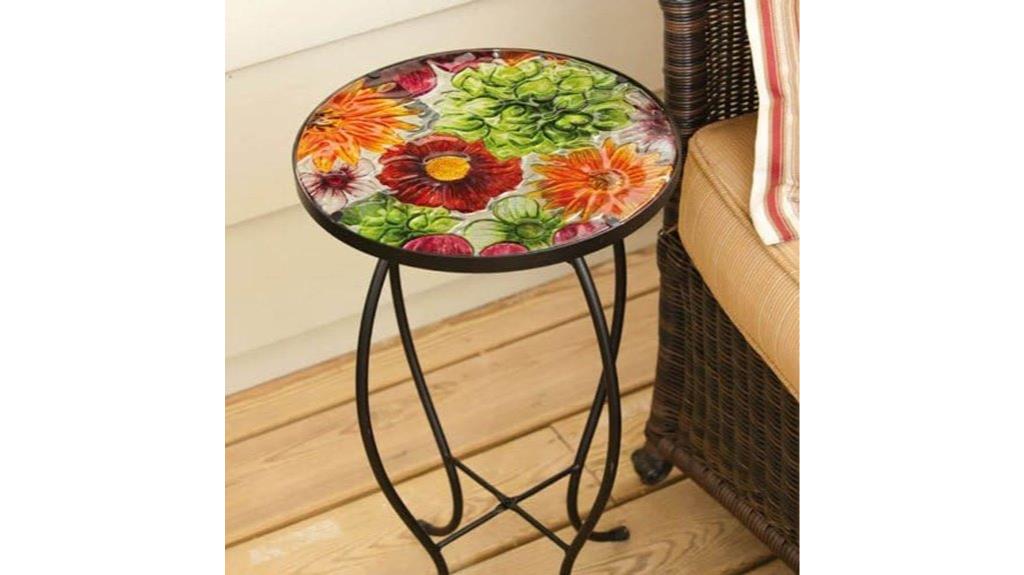 outdoor round glass table