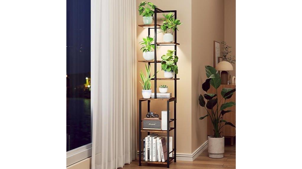 seven tiered metal plant shelf