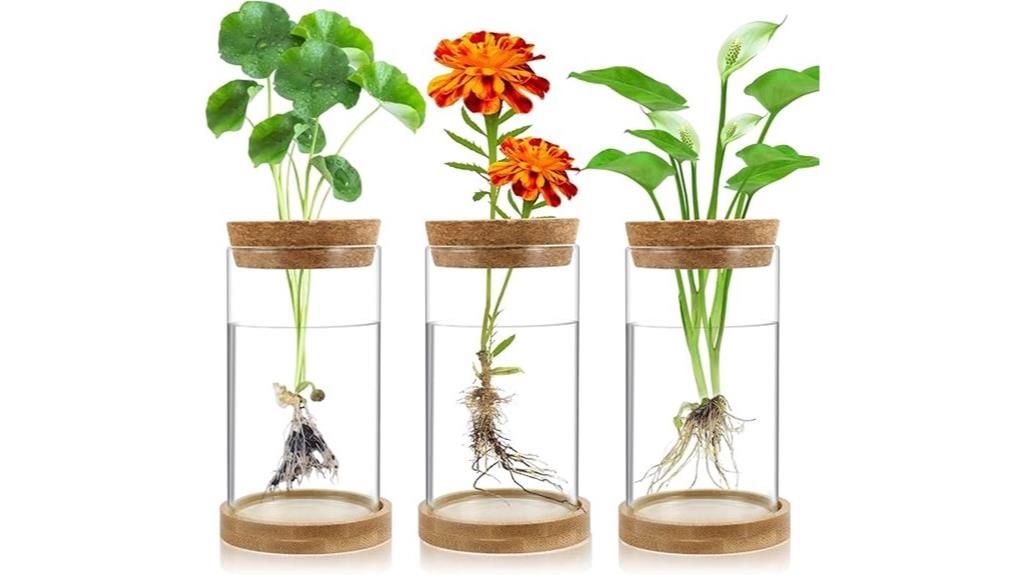 three plant propagation stations