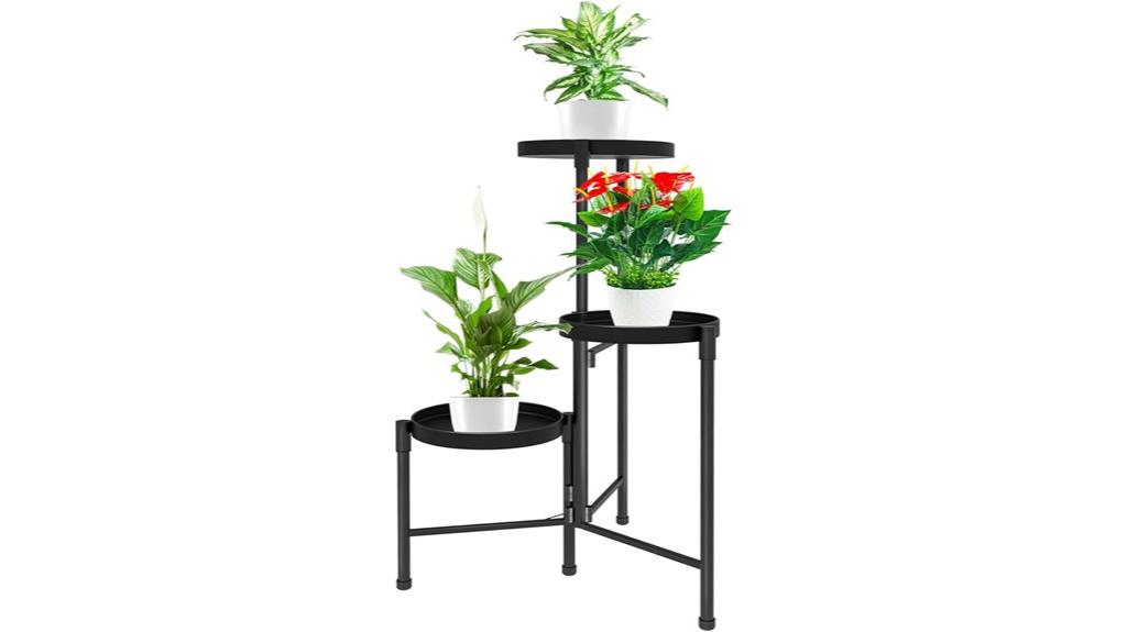 three tier metal plant stand