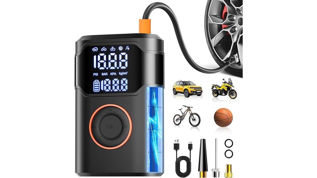 portable tire inflator with digital gauge