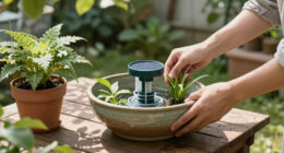 DIY A Water Bowl Planter With A Cheap Solar Fountain And Bring Cooling Sound And Color To Your Summer Garden